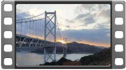 しまなみの橋と夕日